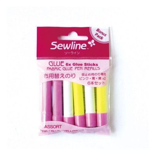 Sewline Fabric Glue Pen Refills Assorted Colours - 6 Pack