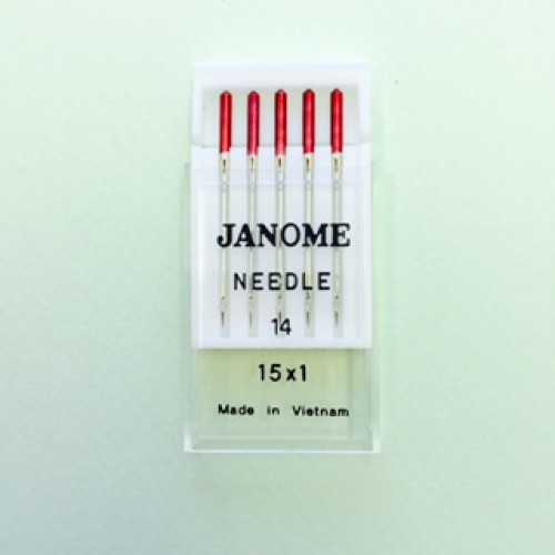 Janome Red Tip Sewing Machine Needles x 5 - Size 14 Embroidery Elna, 400E  500E