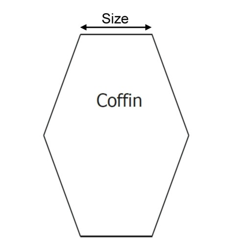 Plastic Template (Acrylic) "Coffin" 1" for English Paper Piecing Fabric Cut